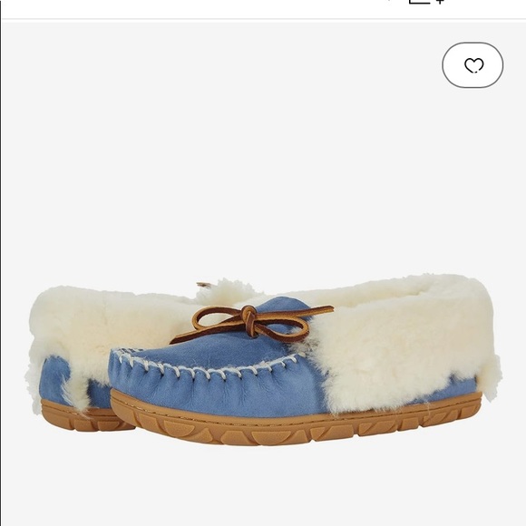 L.L. Bean Shoes - L.L. BEAN BLUE SHERPA MOCCASINS LEATHER FUR LOAFERS SHEARLING SLIPPERS SZ 5 WARM